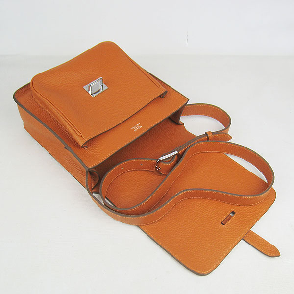 7A Hermes Togo Leather Messenger Bag Orange h2811 Replica - Click Image to Close
